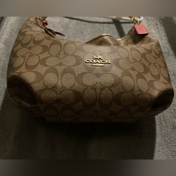 Genuine Coach Signature Skylar Hobo Khaki Poppy Large Purse/handbag - Picture 6 of 13